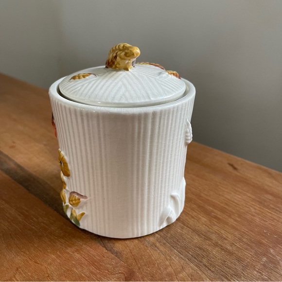 Vintage Lefton 5" Ceramic Art Pottery Canister Orange Poppy Wheat with Lid Japan - Picture 2 of 7